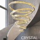 DecorBites™ Crystal Circle LED Chandelier: Dimmable Pendant Lighting for Modern Stairs