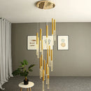 DecorBites™ Crystal Staircase Chandelier - Modern Gold LED Lighting for Living Room