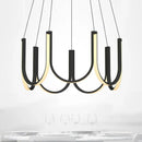DecorBites™ LED Chandelier: Black Gold Aluminium Hanging Light, Parlor Dining Room Bedroom Lamp