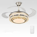 DecorBites™ Gold Crystal Retractable Blades Modern LED Ceiling Fan 42" Smart Lightning