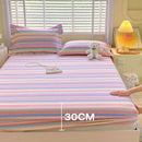 DecorBites™ Cotton Striped Fitted Bed Sheet for Queen Double Mattress Cover