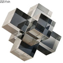 DecorBites™ Cross Crystal Geometric Glass Sculpture Desk Decoration Frosted Square Statue