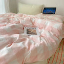 DecorBites™ Cozy Cotton Grid Bedding Sets for Student Dorms - Queen/King Bedclothes
