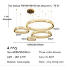 DecorBites™ Golden Crystal Chandelier: Nordic Modern Luxury LED Hanging Halo for Living Room