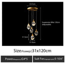 DecorBites™ Diamond Crystal Chandelier Staircase LED Golden Large Living Room Hall Lighting