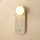 DecorBites™ LED Button Switch Wall Light in Yellow Travertine White Glass - Modern Nordic Design