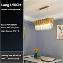 DecorBites™ Crystal Gold Chandelier LED Ceiling Pendant for Living Room Bedroom Kitchen Island