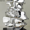 DecorBites™ Golden Violin Sculpture Resin Art Ornament Stack Violin Statue Decor