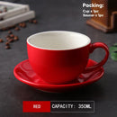 DecorBites™ 350ml Latte Ceramic Coffee Cup and Saucer Set - Set of 2