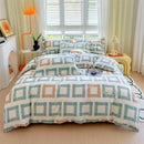 DecorBites™ Cotton Stripe Comforter Cover Set for Single Double Bed - Autumn Winter
