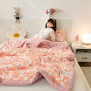 DecorBites™ Cotton Floral Double Quilt | Retro Soothe Doudou Bedding Blanket
