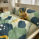 DecorBites™ Grid Print Cotton Bedding Set for Single Double Beds