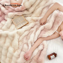 DecorBites™ Gradient Pink Double Layer Faux Fur Winter Blanket