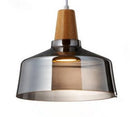 DecorBites™ Glass Lampshade Pendant Light, Wooden Hanging Suspension, Retro American Design