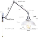 DecorBites™ Chrome Industrial LED Wall Sconce Swing Arm Clear Glass Lamp