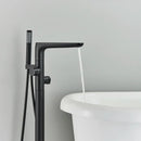 DecorBites™ Dual Handle Black Waterfall Bathtub Faucet Floor Standing Set for Bathroom