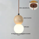 Modern travertine and glass gourd pendant light living room fixture