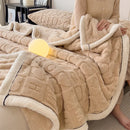 DecorBites™ Cozy Jacquard Taffeta & Flannel Nap Blanket - Warm, Thick Comforter for Bedroom