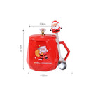 DecorBites™ Christmas Ceramic Mug Set with Lid, Spoon - Festive Santa Claus & Elk Design