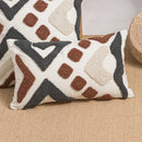DecorBites™ Geometric Embroidery Boho Loop Tufte Cotton Canvas Cushion Cover 45x45/30x50cm
