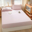 DecorBites™ Cotton Stripe Fitted Sheet- Single Cozy Mattress Cover with Elastic Band
