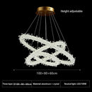 DecorBites™ Crystal Flower LED Chandelier: Modern Luxury Round Ring Pendant Light for Dining & Living Room