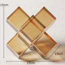 DecorBites™ Cross Crystal Geometric Glass Sculpture Desk Decoration Frosted Square Statue
