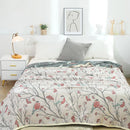DecorBites™ Japanese Cotton Single Bedspread with Pillow Towel - Floral Birds Design