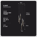 DecorBites™ Crystal Column LED Chandelier: Luxury Pendant Lamp for Staircase, Modern Home Decor Lighting