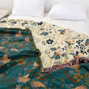 DecorBites™ Cotton Gauze Non-Slip Sofa Blanket: Double-Sided Jacquard, Yarn-Dyed, Four Seasons Quality