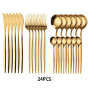 DecorBites™ 24-Piece Gold Stainless Steel Cutlery Set - Elegant Tableware Gift Box