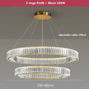 DecorBites™ Crystal LED Chandelier: Modern Steel Pendant Lighting for Luxurious Foyer Decor