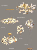 DecorBites™ Gold Branches Chandelier with Porcelain Leaves Pendant Light - Luxury Living room Decor