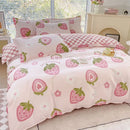 DecorBites™ Cozy Flower Print Bedding Set: Brushed Cotton, Skin-Friendly, Soft, Thick, 4Pcs