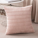 DecorBites™ Corduroy Striped Throw Pillow Covers | Soft White Decorative Square Cushion Case