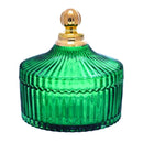 DecorBites™ Green Striped Glass Jar with Lid, Small Objects Jewelry Storage Jar