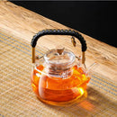 DecorBites™ Glass Tea Pot With Weave Handle Heat-resistant Glass Teapot Transparent Steaming Tea Kettle