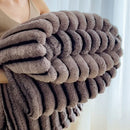 DecorBites™ Dark Faux Rabbit Plush Blanket: Super Soft Comforter for Office Napping and Bed