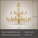 Luxury gold crystal pendant chandelier foyer light with pearl strands