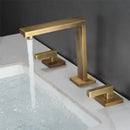 DecorBites™ Brushed Gold Basin Faucet: Brass Antique Sink Faucet, 3 Hole Waterfall Bathroom Tap