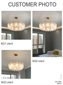 DecorBites™ Glass Feather Chandelier: Luxury Art Decor Ceiling Chandelier for Living Dining Room