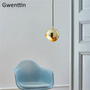 DecorBites™ Gold Ball Pendant Light: Nordic Modern LED Hanging Lamp for Home Decor