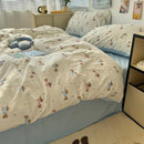 DecorBites™ Cute Cartoon Washed Cotton 4-Piece Bedding Set for Spring Soft Skin-Friendly Sheets