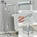 DecorBites™ Dual Handle Black Waterfall Bathtub Faucet Floor Standing Set for Bathroom