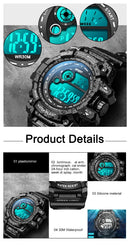 Men LED Digital Watch – Luminous Waterproof Sport Military Wristwatch