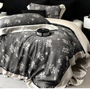 DecorBites™ Flowers Plant Print Bedding Set: Luxe Lyocell Cotton Soft Silky Cool Duvet Cover Set