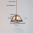 DecorBites™ Glass LED Pendant Lamp Walnut Wood Brass Hanging Lights