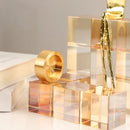 DecorBites™ Geometric Stair Crystal Ornament Metal Gold Sculpture