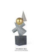 DecorBites™ Geometric Gold Ball Abstract Sculpture Triangular Statues for Home Decor