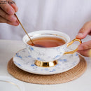 DecorBites™ Gold Flowers Pattern Ceramic Cup & Saucer Set for Elegant Dining Experience